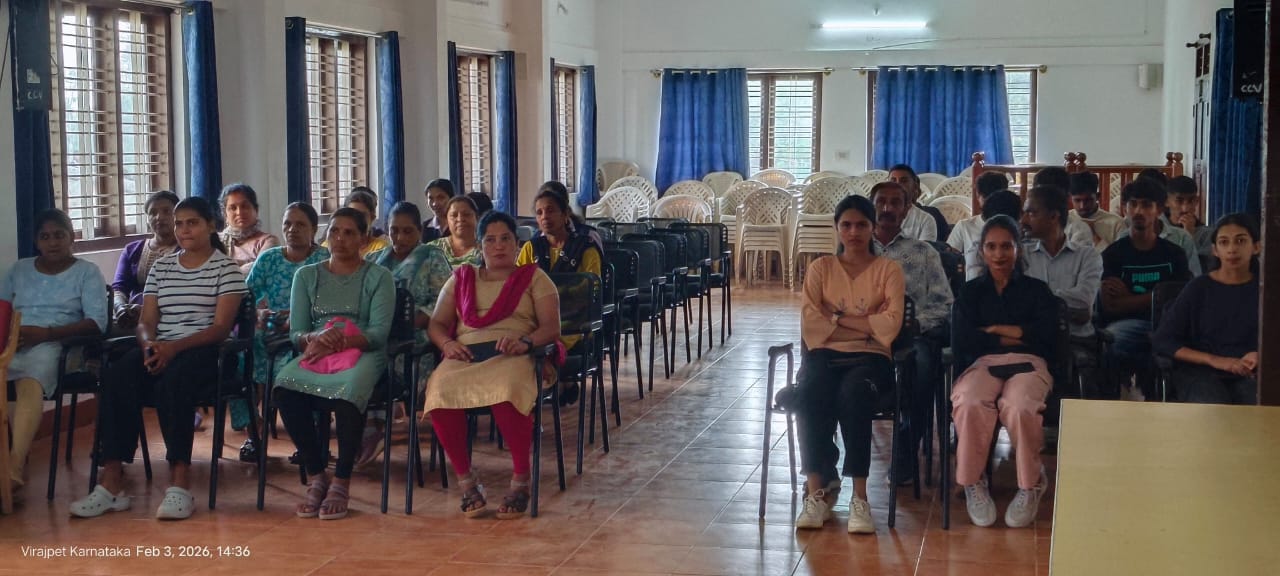 Scholarship cheques distributed at Cauvery College, Virajapet, on 03/02/2026