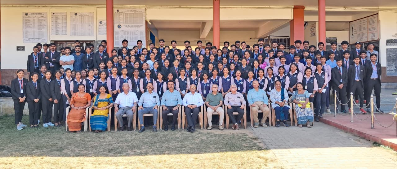 Group photo taken after distribution of scholarship on 06/02/2026 at Cauvery College, Gonikoppa.