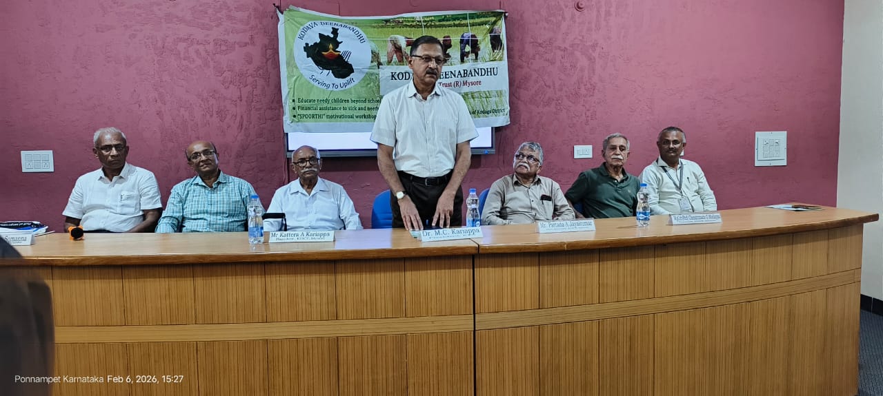 Dr Mukkatira C Cariappa, President, CIT, addressing the students after distribution of scholarship cheques on 06/02/2026